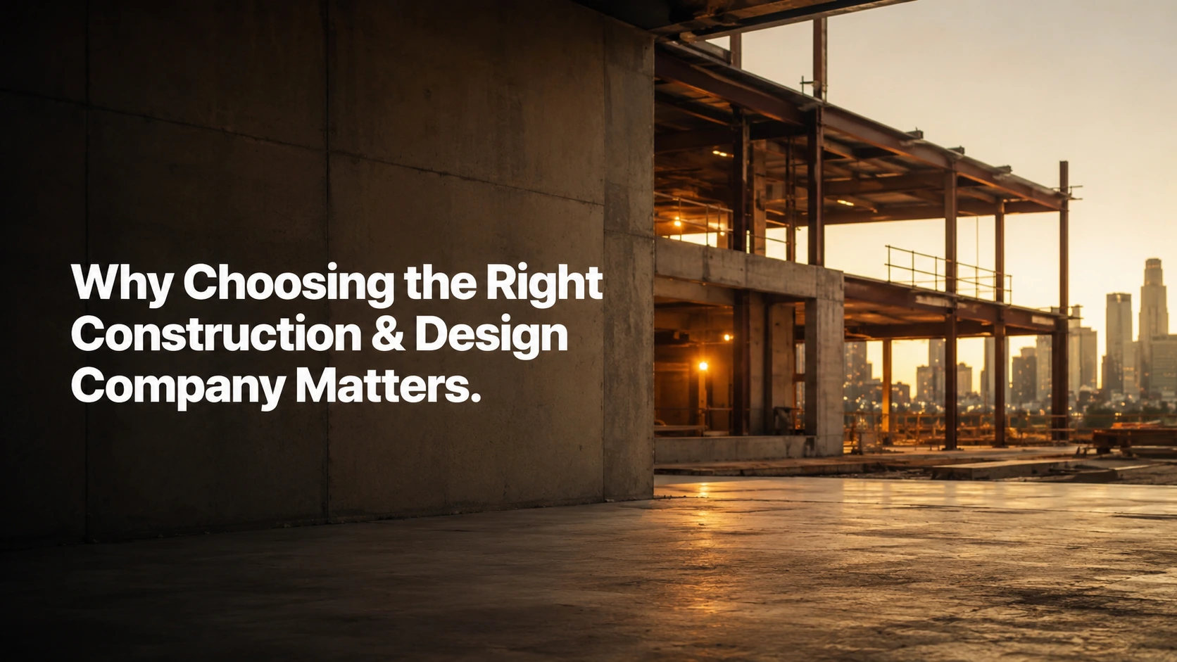 Unfinished commercial interior under construction with exposed ceiling and marble bar, representing why design and construction should not be treated separately